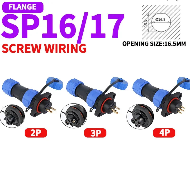 5/10/100 Sets SP16 SP17 SP20 SP21 2PIN-12PIN Screw Wiring Waterproof Aviation Connectors IP68, Electrical Cable Wire Connector