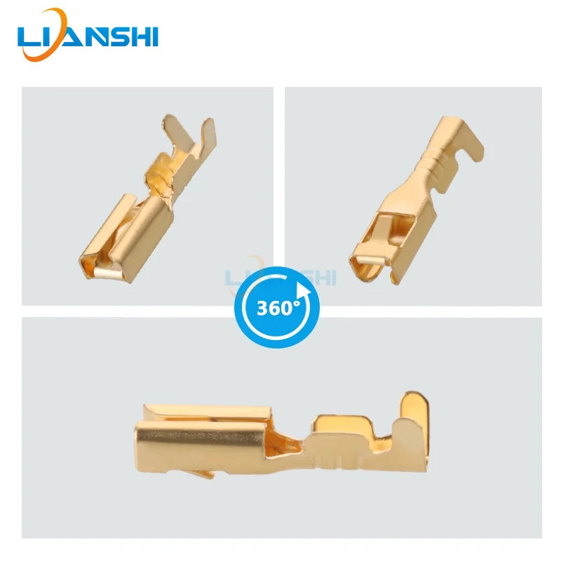 100pcs PP0102196 Connector terminal square spring/Electric vehicle terminal with hook and barbed brass DJ621-E2.8×0.5A