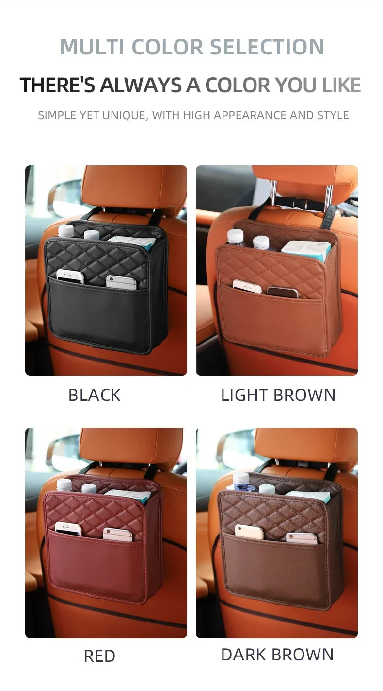 2/1pcs Multifunction Car Seat Hanging PU Leather Storage Bag Organizer Rear Seat Hanging Pouch Tissue Box Trash Dustb Accessorie