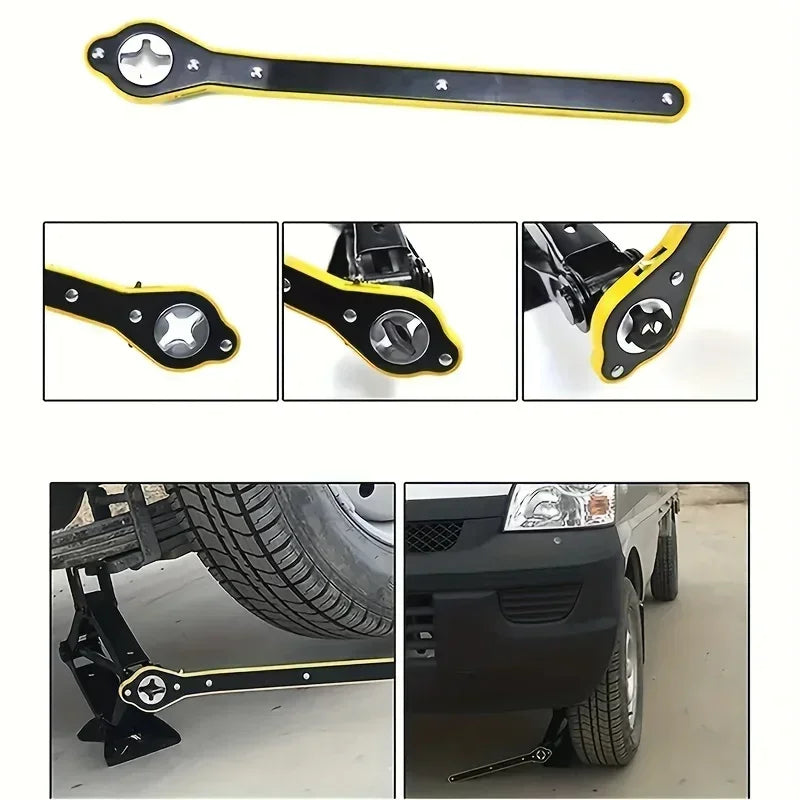 Auto Labor Saving Jack Cross Shaped Wrench Efficient Tire Changing Vehicle Tools Saving Car Scissor Ratchet Spanner Key Amagi