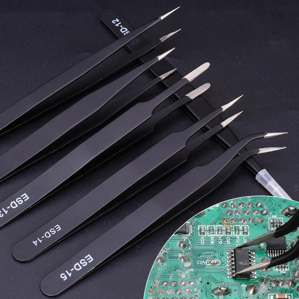 Anti-Static Stainless Steel Tweezers Precision Maintenance Industrial Electronic Repair Tool Car Body Sheet Metal Repair Tools