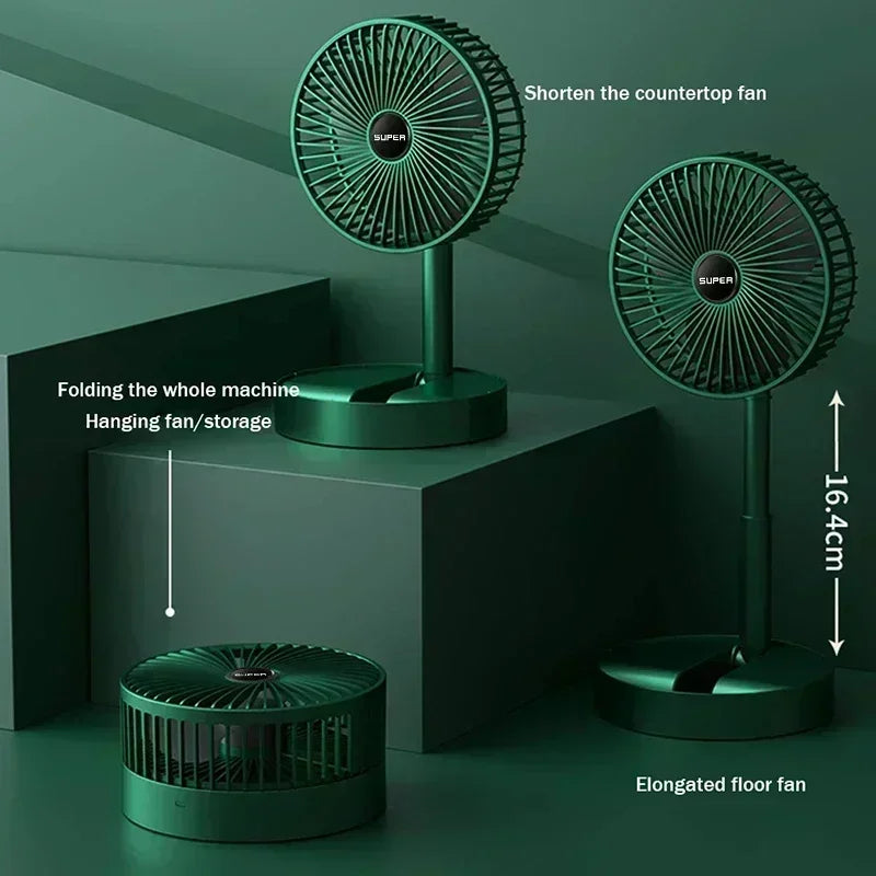 Retractable Small Electric Fan USB Charging Portable Foldable Mini Fan High Duration Low Noise for Home Office Amagi