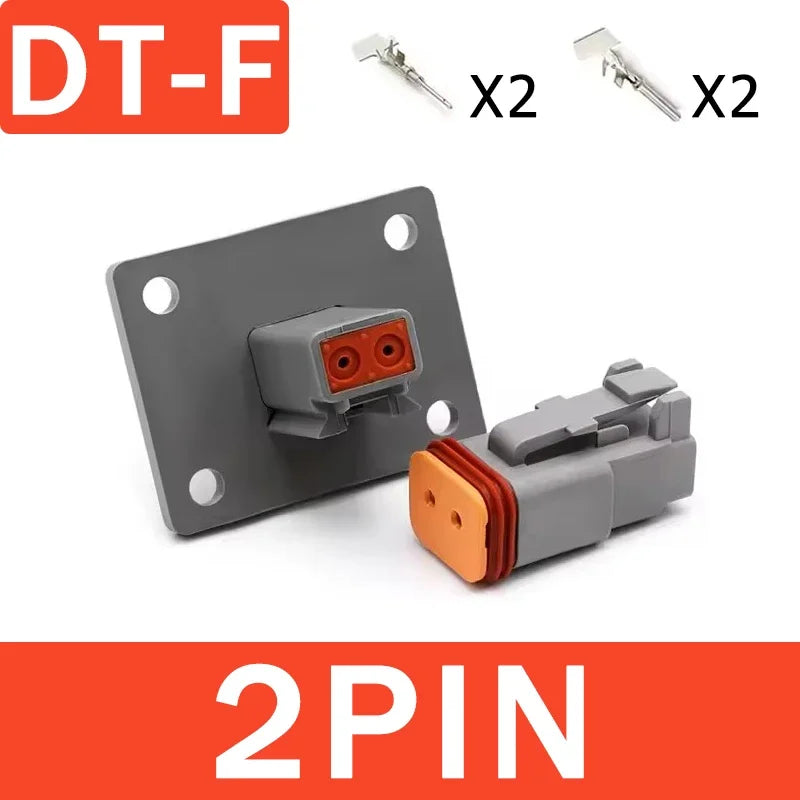 Deutsch DT Series IP68 Waterproof Connector with Fixed Flange Plug DT04-2P/12P for Auto/Truck/Bus Wiring 22-16AWG