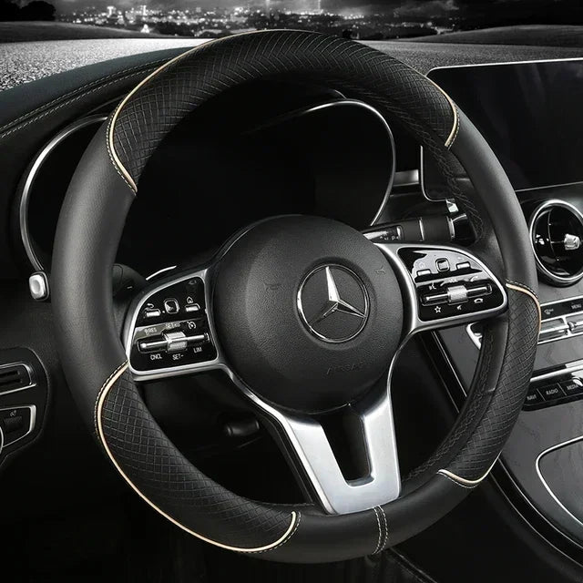 38 Cm/15 Inches Universal Car Faux Leather Steering Wheel Cover Sweat-absorbent And Breathable Handle Interior Upgrade New Amagi