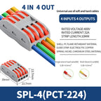 SPL-42/62/63/82/93 3/2-in 8/6/4-out Fast Wiring Terminal Multi-functional Parallel and Branch Docking Terminal Wire Connector