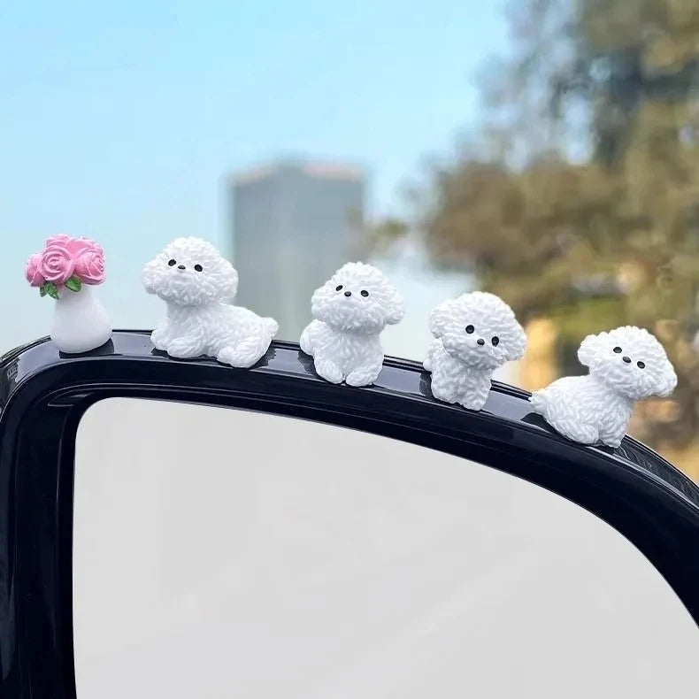 Luminous Cute Puppy Bichon Frise Small Ornaments Car Center Console Lighting Decoration Universal Cars Interior Accessories