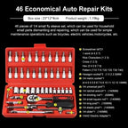 Car Toolbox Set Fast Ratchet Wrench 53/46pcs Socket Group Bit Industrial-grade Toolbox Auto Repair Tools Set Maintenance Amagi