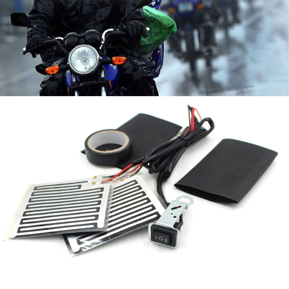 12V Motorcycle Heated Hand Grips Pads With Switch Control  Rubber ABS Motorcycle Heated Hand Grips Handlebar Heater Warmer Kit