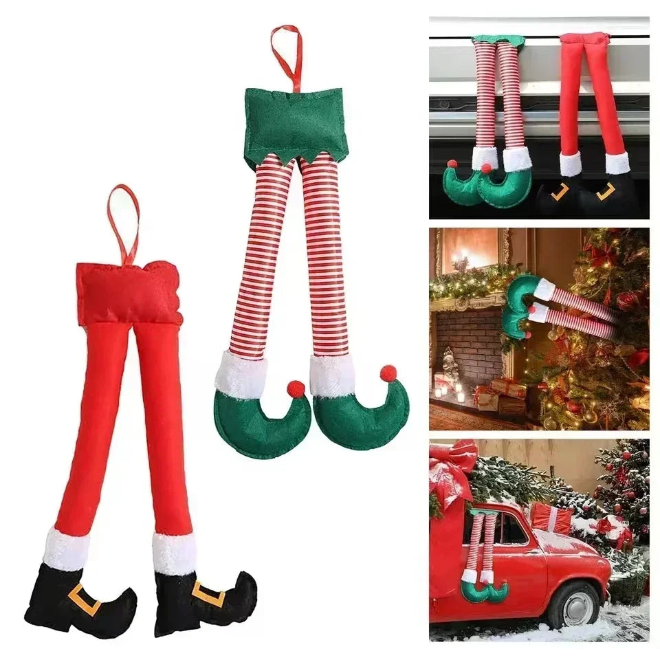 1PC New Year Car Christmas Elf Santa Legs Decoration Christmas Decor for Home Xmas Tree Pendants Ornaments Happy Gifts Amagi