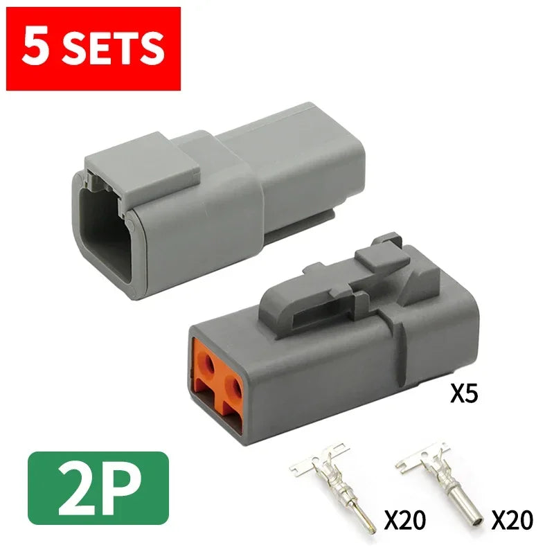 5Sets Deutsch DTP 2 Pin 4 Pin Gray Male Female Waterproof Electrical Auto Connectors Plug DTP06-2S DTP04-2P DTP06-4S DTP04-4P