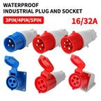5Pcs Industrial Plug and Socket Waterproof Connector 3PIN 4PIN 5PIN 16A/32A  Waterproof Electrical Connection Wall Mount Socket
