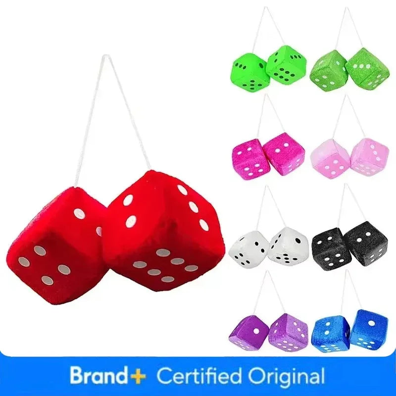 Dice For Car Mirror Auto Rear Mirror Plush Dice Soft And Fuzzy Car Charm Interior Ornament For Sedan Truck SUV Hangable Amagi