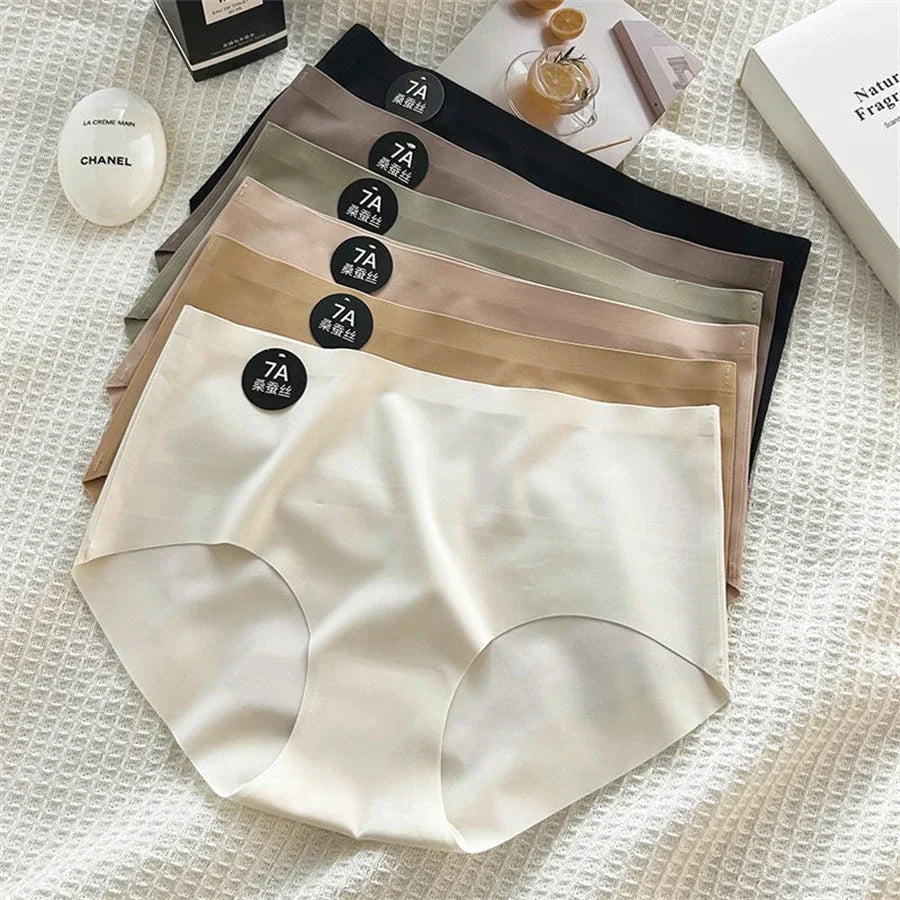 4PC Seamless Silk Women's Panties Ultra-Thin Briefs with High Elasticity Breathable Comfortable Soft Lingerie Underwear Amagi