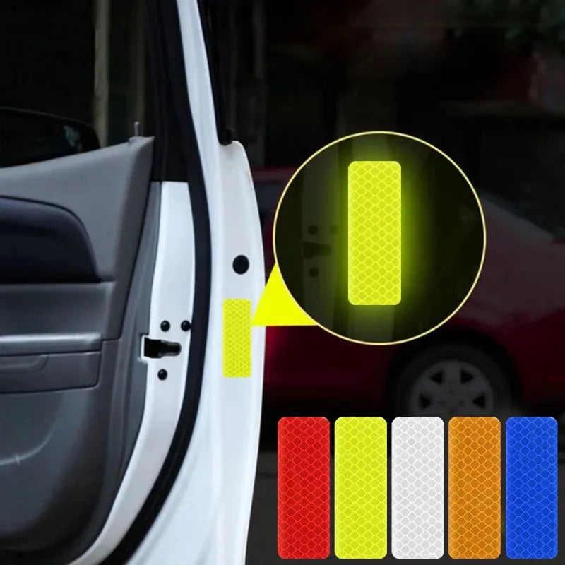 10pcs Car Bumper Reflective Safety Strip Sticker Warning Reflector Tape Auto Car Accessories Exterior Interior Reflector Sticker