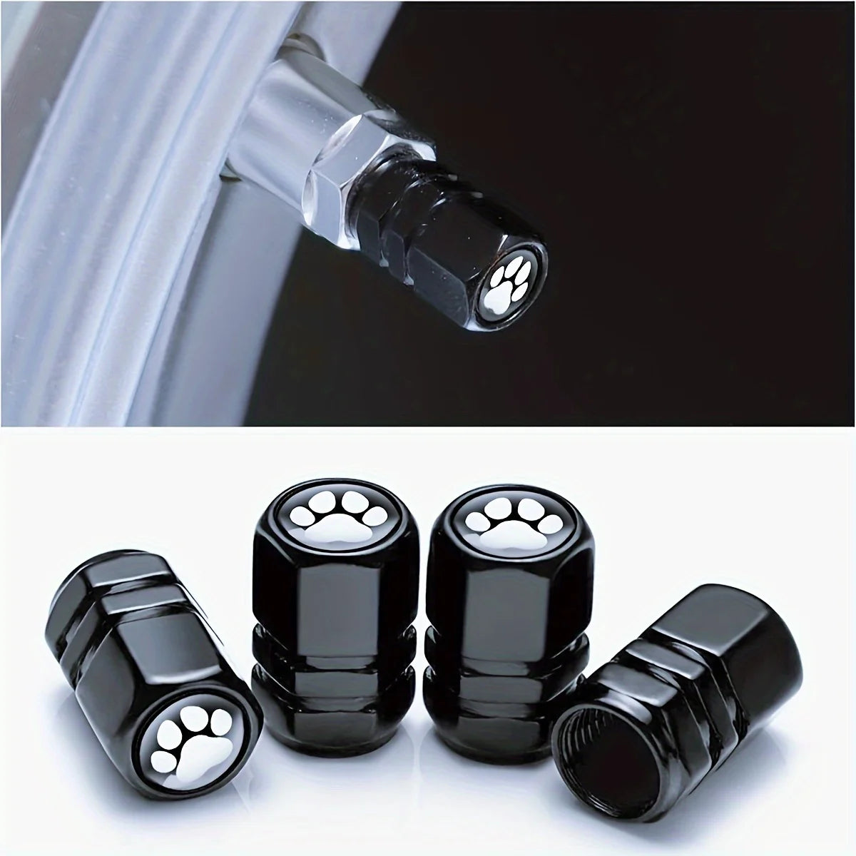 4pcs Tire Valve Covers Universal Fit Cute Pet Paw Pattern Protects Stems from Dust Debris Suitable Car Trucks Motorcycles Amagi