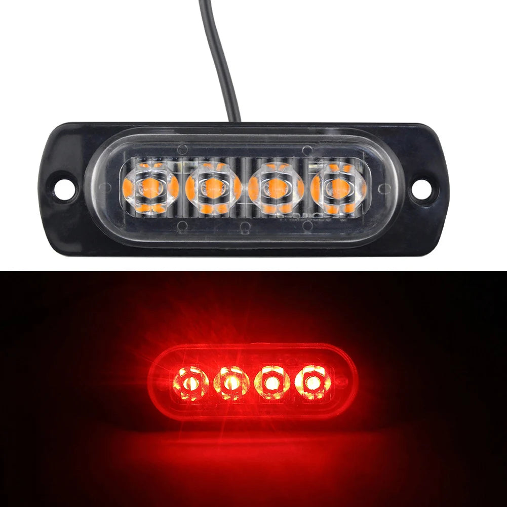1PC 4Leds Car Light Grill Light Car Truck Trailer Beacon Lamp LED Side Light Car Grill Breakdown Light Lamp LED