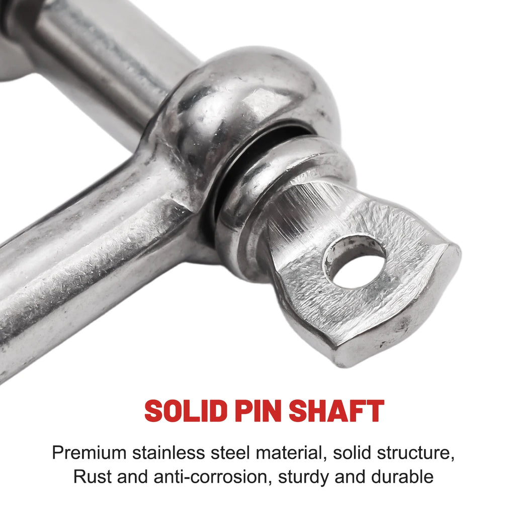 Stainless Steel D Link Shackle Ring Hooks Lifting Shackle Lock Wire Rope Clips D-Type Rigging Shackle Hooks Boat Hardware Tools
