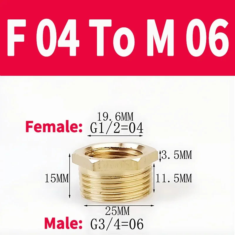 Brass BSP Reducing Hexagon Bushing Adapter Fitting,Male to Female Connector for Fuel,Water,Gas,Oil,1/8" 1/4" 3/8" 1/2" 3/4" 1"