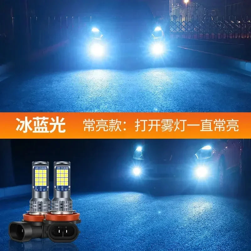 2Pcs Dual Colors H11 H8 9006 HB4 881 H27 High Quality 3030 LED Auto Fog Lamp Car Anti Fog Light Bulb Foglamps Yellow White Amagi