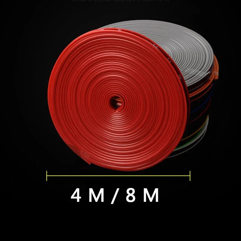 4M / 8M Car Grilles Decoration Strips Auto Wheel Protector Car-styling Accessories Wheel Sticker Tire Rim Strip Chrome Tape Good