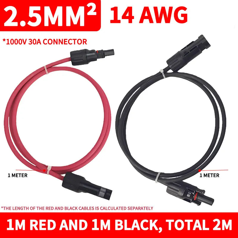 4/2.5mm² PV1-F Solar Extension Cable 1/2/3/5/10M Waterproof DC Connector Male Female Pair IP67 for Photovoltaic System