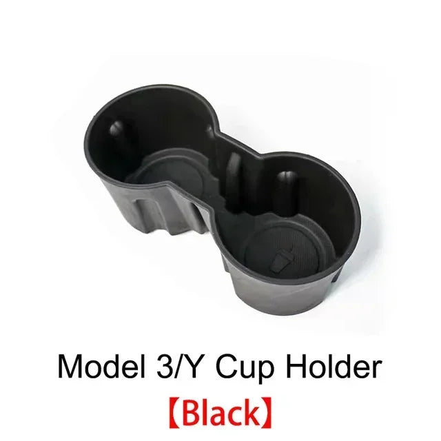 For Tesla Model 3/Y Center Console Water Cup Holder Limiter Premium TPE Sleeve Pad with Storage Function Upgrade Your Car Amagi
