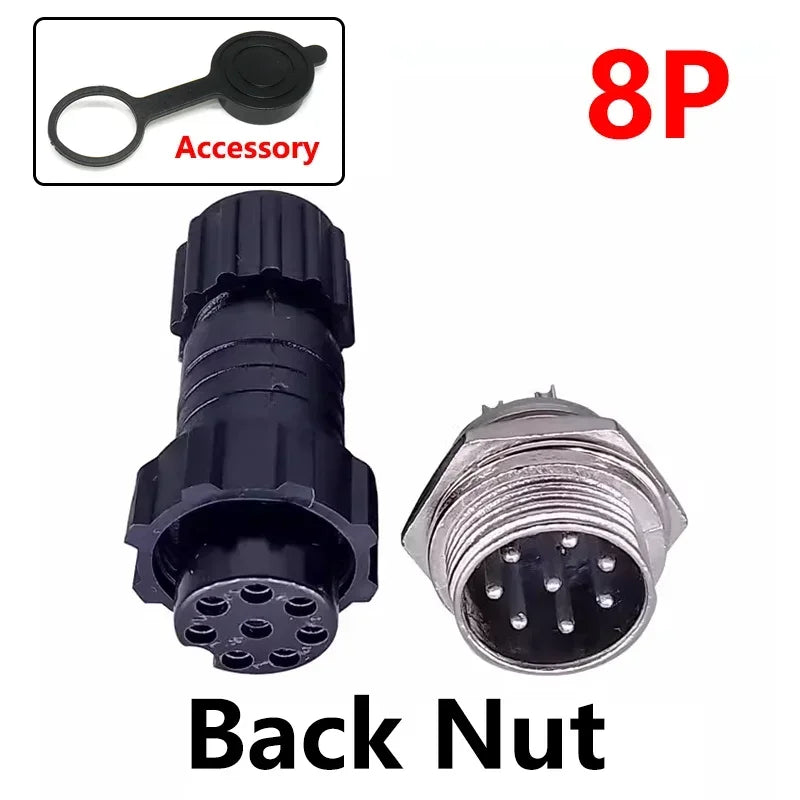 5/20Sets GX16 M16 QL16 16MM Aviation Plug&Socket:Male Female Docking Back Nut Panel Mounted Connector with 2/3/4/5/6/7/8/9 Pins