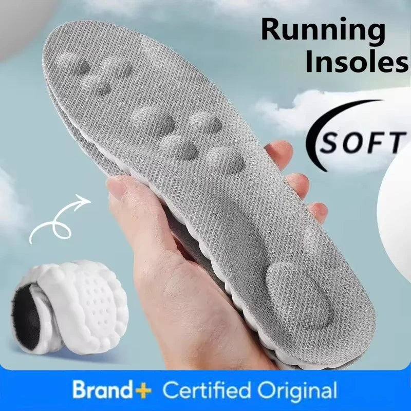 1/2 Pairs 4D Cloud Technologyt High Elasticity Sports Deodorant Insoles for Shoes PU Sole Breathe for Feet Men Running Insole