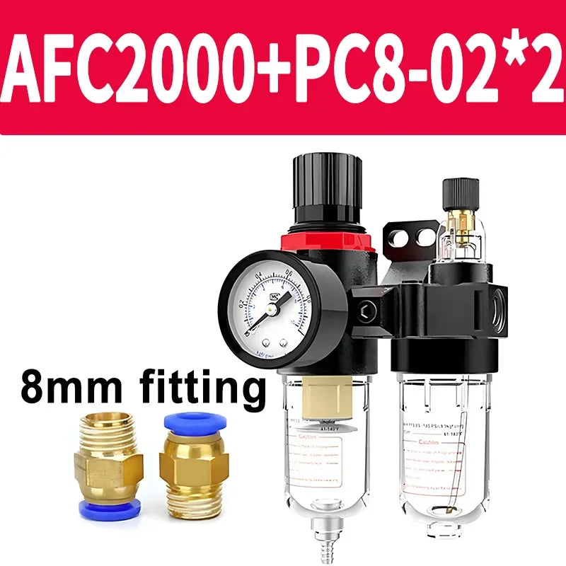 1/5/20 Sets AFC2000 1/4 Air Compressor Oil Water Separator Filter Regulator Trap with Pressure Reducing Valve for Airbrush