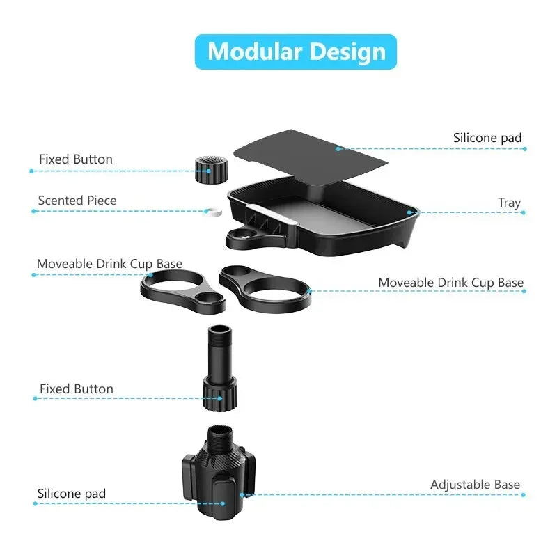 Car 360-Degree Rotating Dual-Cup Holder with Phone Stand and Expandable Base - Fits Most Round Car Cup Holes Accessories Amagi