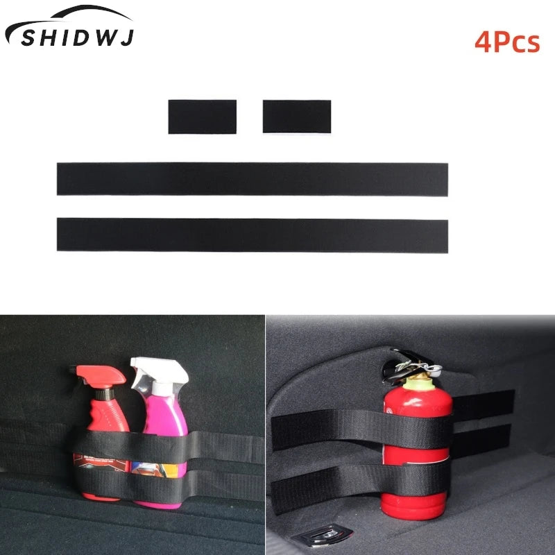 4Pcs/set Car Trunk Organizer Firm Magic Tape Cars Tidying Fixed Belt Auto Tool Storage Fixing Belt Fire Extinguisher Storage