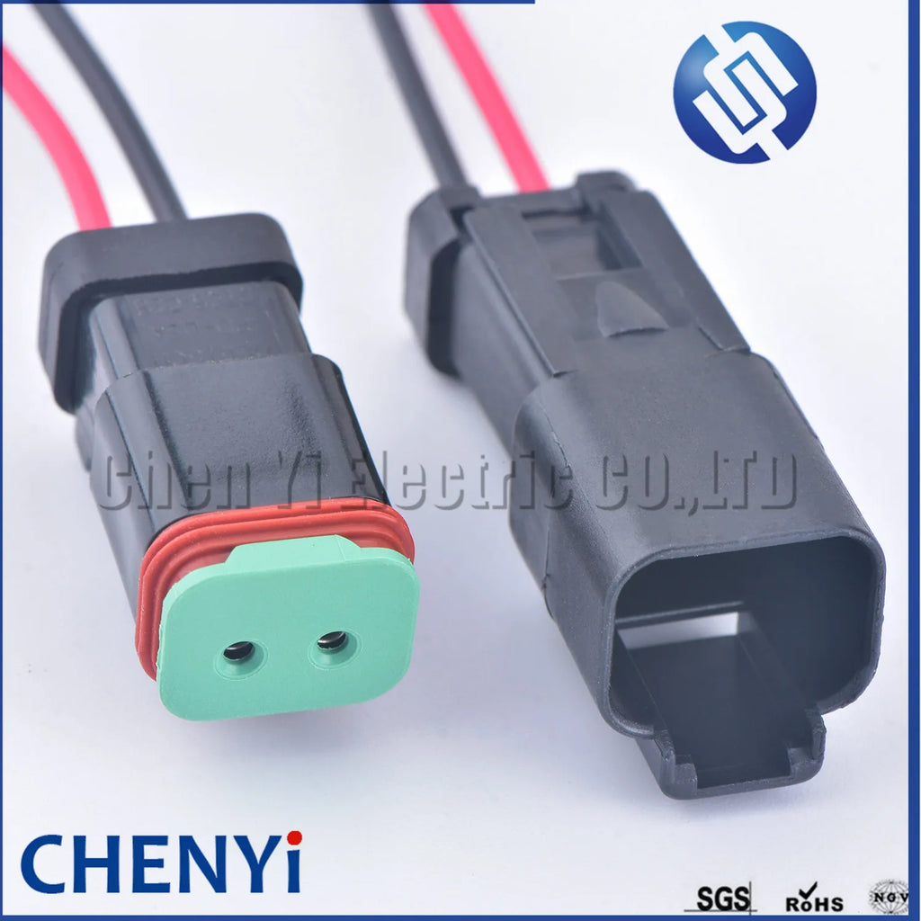 Deutsch DT series black 2 Pin Auto Waterproof Connector excavator headlight boom light Wire Harness pigtail Plug DT06-2S DT04-2P