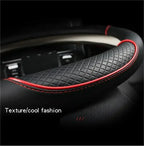 All Seasons Leather Diamond Steering Wheel Cover Universal Fit for 14 .5-15 Inch Durable Leather Cover Anti-Slip Veins Amagi