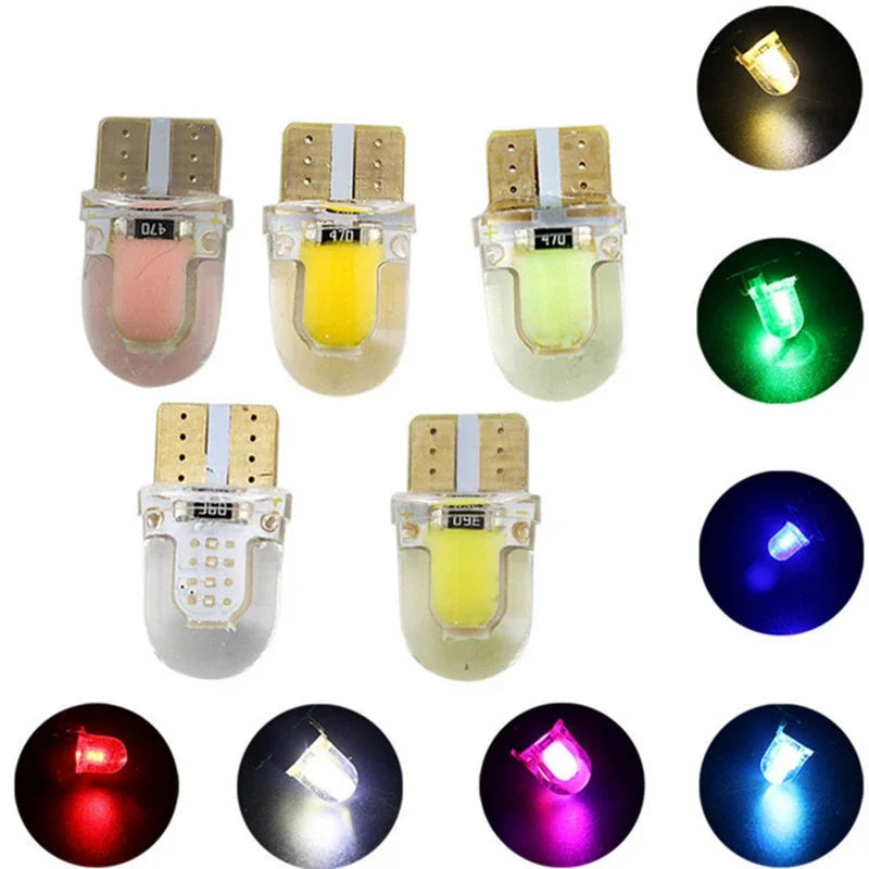 10pcs Car Interior Lamps T10 194 168 W5W COB 4 SMD LED CANBUS Silica Bright White Wedge Clearance License Light Bulbs Car Amagi