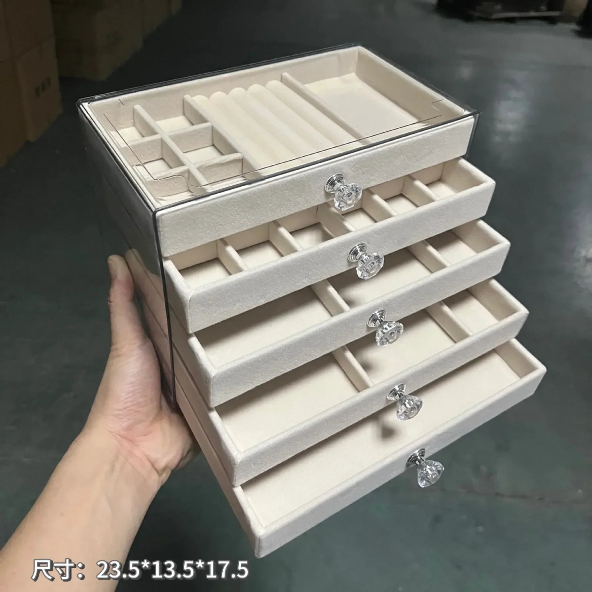 Layer Drawer Style Velvet Jewelry Box Earring Bracelet Storage Rack Multi Layer Display Case for Jewelry Accessories Amagi