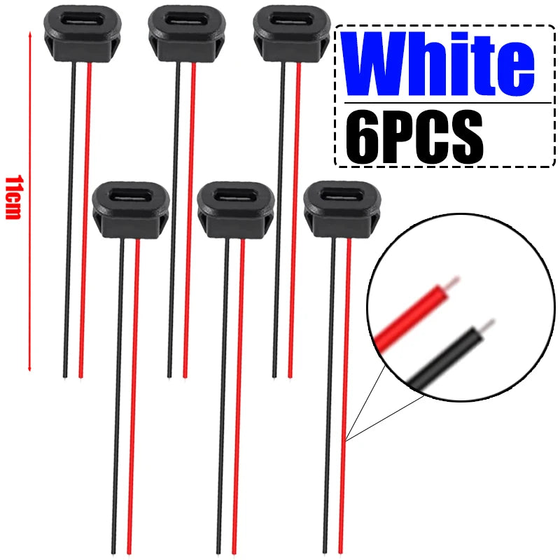 6/2PCS Type-C Female 2Pin USB Connector Type-C Waterproof with Female Socket Fast Charging Jack Charging Port USB-C Charger Plug