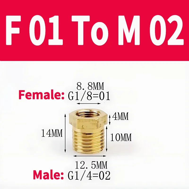 Brass BSP Reducing Hexagon Bushing Adapter Fitting,Male to Female Connector for Fuel,Water,Gas,Oil,1/8" 1/4" 3/8" 1/2" 3/4" 1"