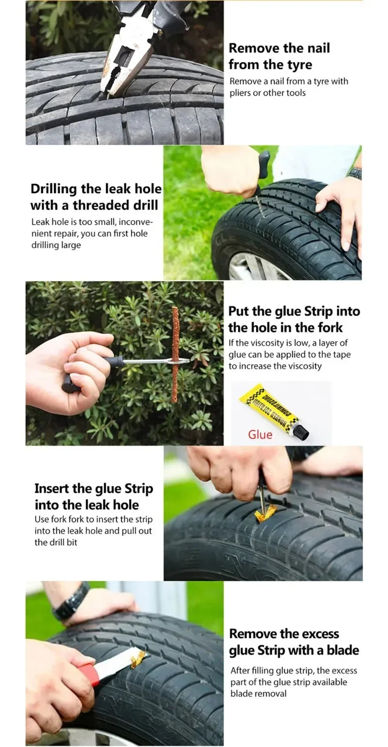 Car Motorcycle Cold Repair 50/5pcs Vacuum Tire Repair Strip Tire Repair Kit Rubber Plugs Strings Puncture Repair Tools New amagi