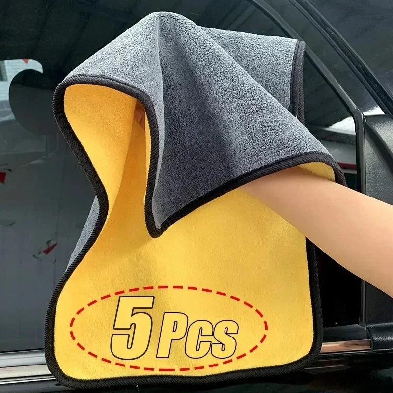 Microfiber Cleaning Towel Thicken Soft Drying Cloth Car Body Washing Towels Double Layer Clean Rags Car Accessories Amagi