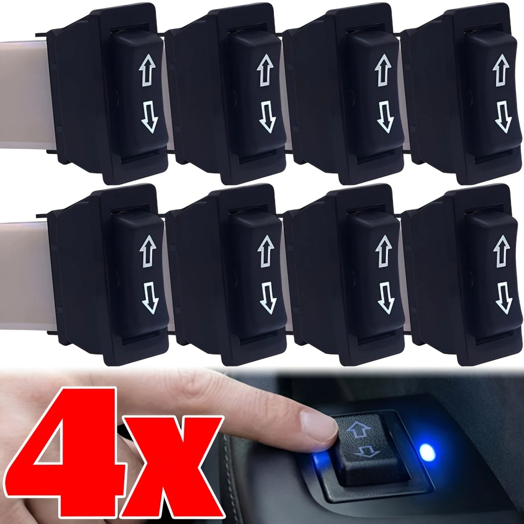 Universal Auto Power Window Switch Glass Lifting Control Button 12V 20A 5 Pin Rocker Toggle Blue Red LED Light Car Interior Kit