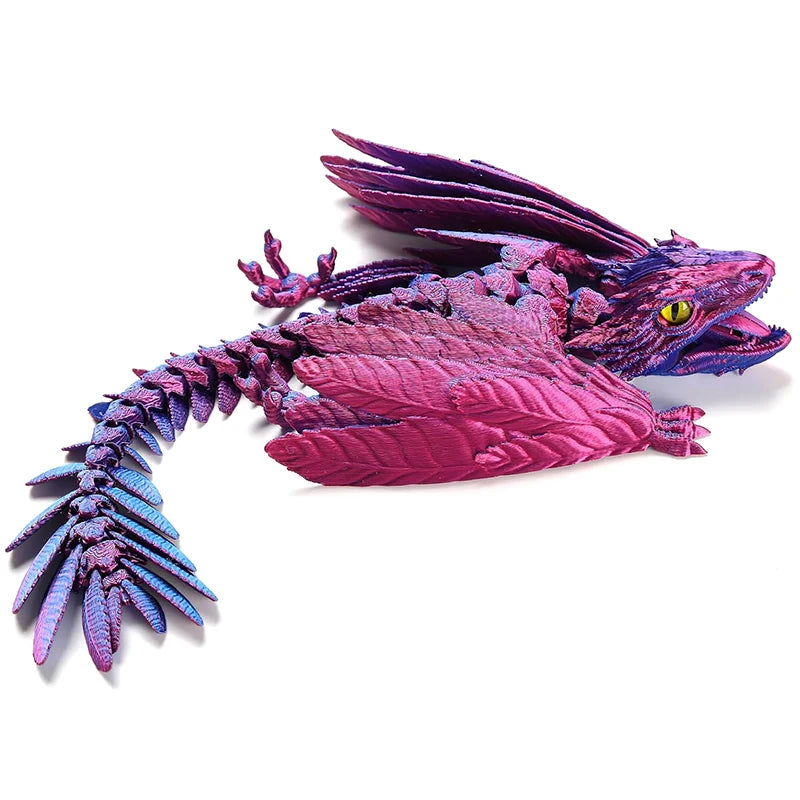 Feathered Wyvern Dragon, 3D Printed Dragon, Articulated Dragon, Fidget Dragon, 3D Printed Toys, Desktop Pet