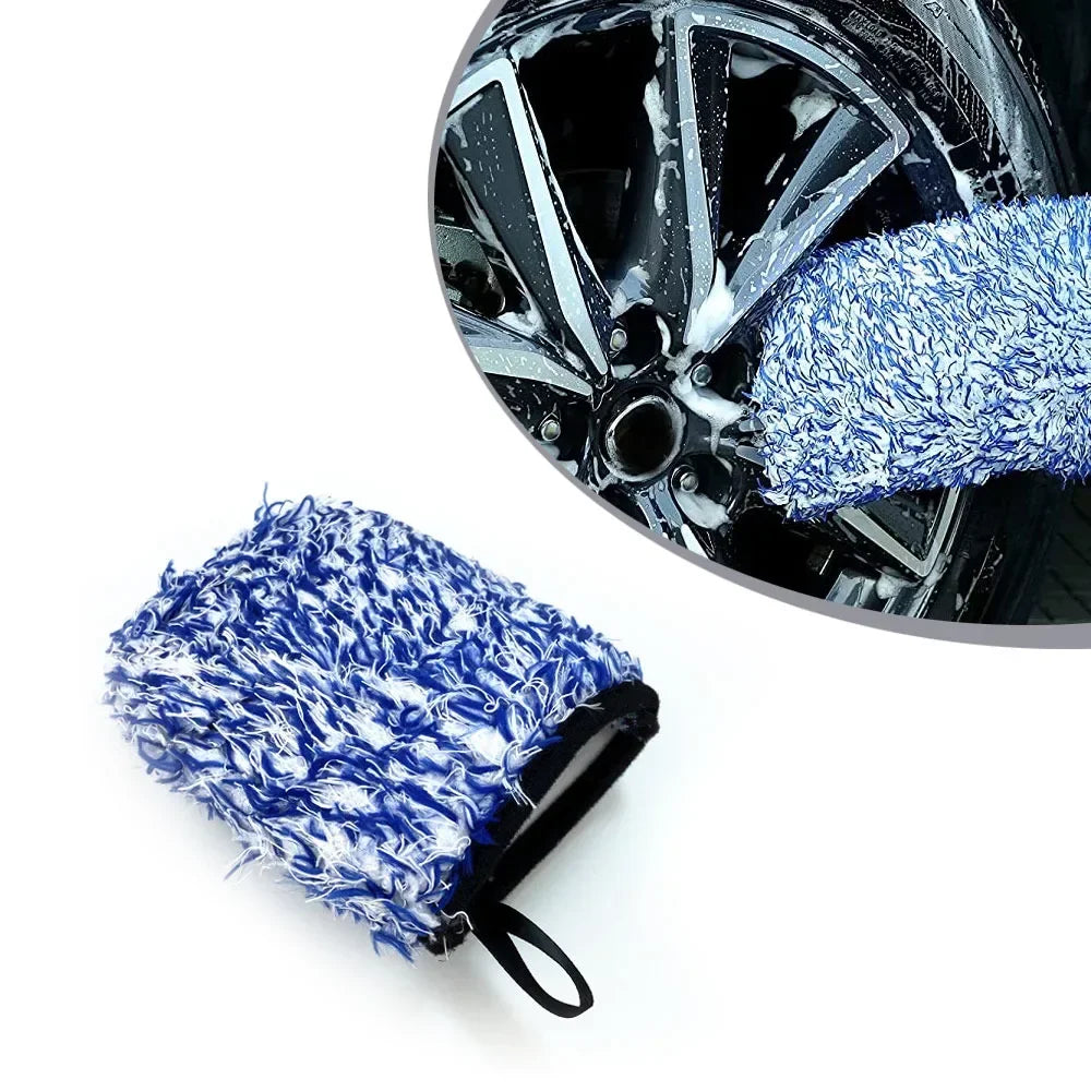 Car Tyre Cleaning Cloth Universal Car Detailer Cleaning Tool Car Wheel Cleaning Wash Glove Microfiber Auto Wash Accessorie Amagi