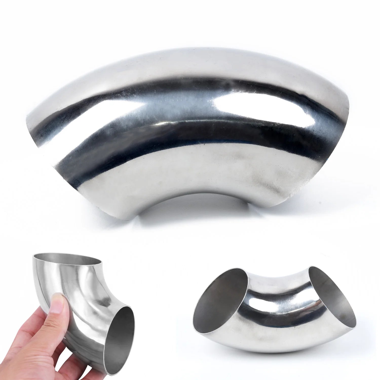 Car Exhaust Bend Elbow Pipe Fitting 2.5 63mm Stainless Steel Universal Car Exhaust Pipe Muffler Elbow Tube Bend Mandrel Fitting