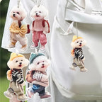 Creative Puppy Man Acrylic Creative Puppy Backpack Car Pendant Realistic Auto Rearview Mirror Ornament Car Interior Decoration
