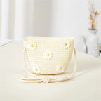 Girls' Straw Hat Bag Matching Travel Sun Hat Flower Children's Sun Hat Outdoor Fashion Fisherman Hat Sunscreen Hat Amagi