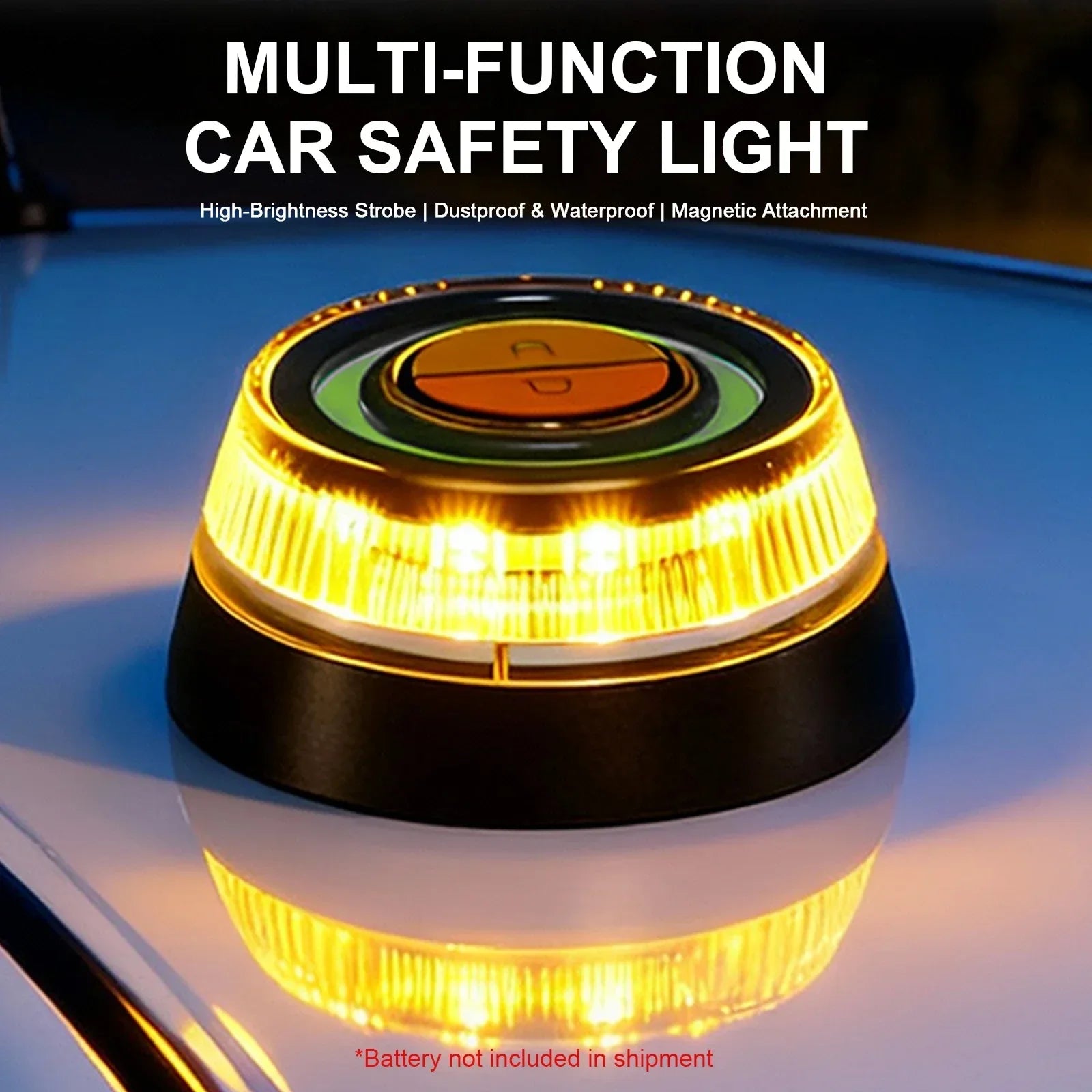 V16 Car Emergency Beacon Light with 2 Light Modes Battery Magnetic Strobe Warning Light Signal Lamp Auto Accessories Amagi