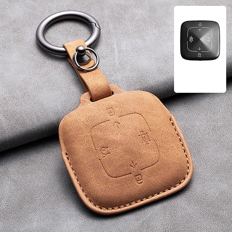 New Leather 4 Buttons Car Remote Key Case Cover for Zeekr 001 X 2021 2022 2023 for ZEEKR 001 009 Full Protector Fob Keychain