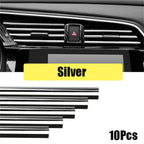 10Pcs Car Interior Air Conditioner Outlet Decoration Stripes  Car Air Conditioning Outlet U Style Decoration Strip Accessories