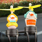 1Pcs Cute Little Yellow Duck Motorcycle Riding Handlebar Decoration Toy With Propeller Bike Moto Driving Ornaments