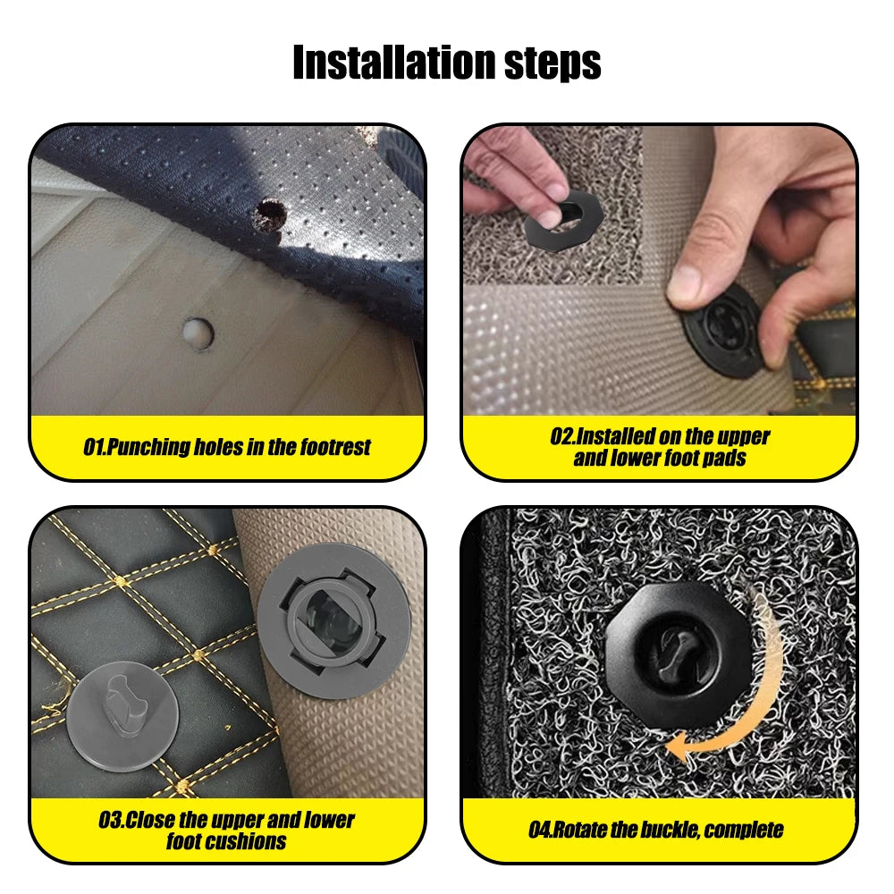 Car Floor Mat Clips Holder Grip Carpet Fixing Clamp Buckle Double Layer fFoot Pad Rotary Fastener Anti Skid Retainer Resistant